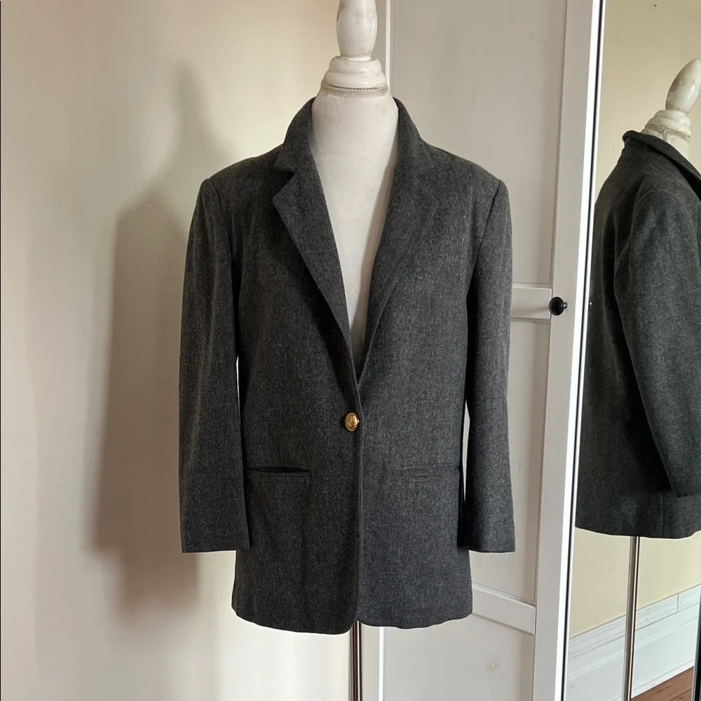 Vintage Block Island Petites by Marina Pappas Oversized Wool-Blend Blazer 4P